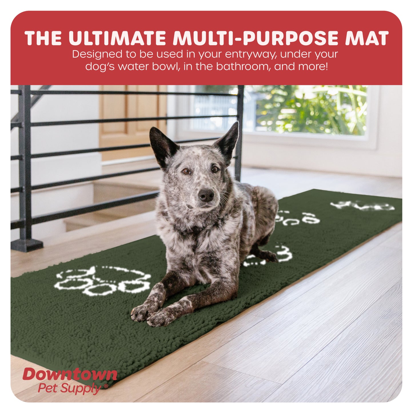 My Doggy Place - Ultra Absorbent Microfiber Dog Pet Door Mat, Durable, Quick Drying, Washable, Prevent Mud Dirt, Keep Your House Clean (Paw Print Design)