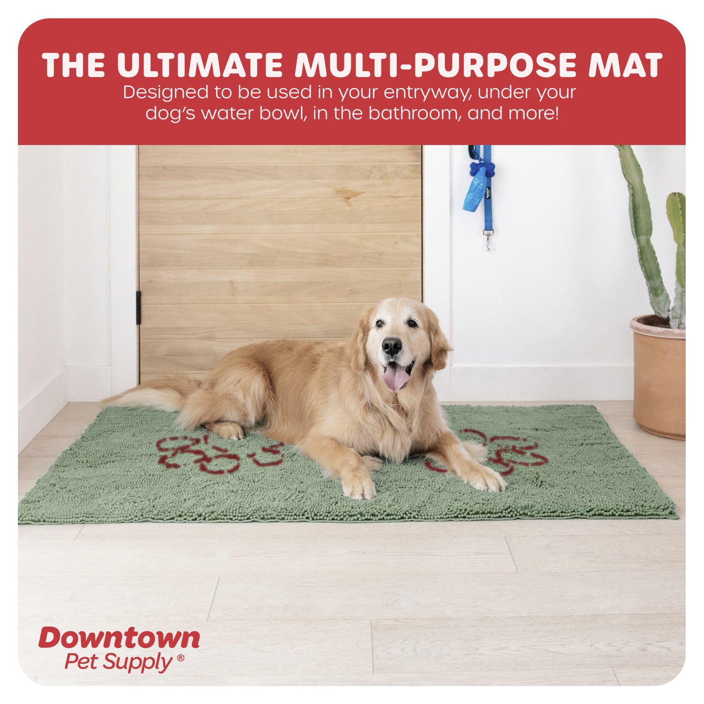 My Doggy Place - Ultra Absorbent Microfiber Dog Pet Door Mat, Durable, Quick Drying, Washable, Prevent Mud Dirt, Keep Your House Clean (Paw Print Design)