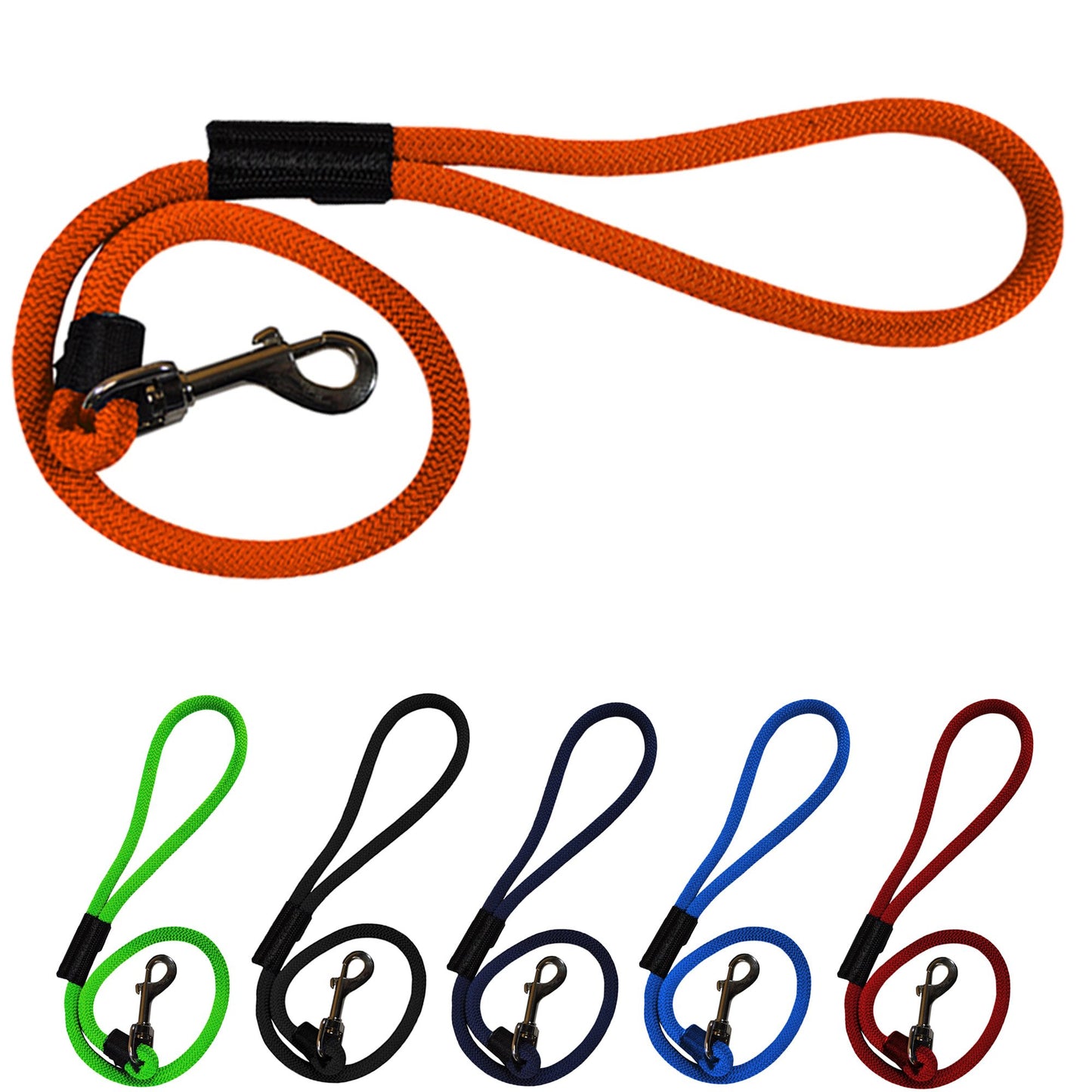 Durable 2' and 6' Long Dog Rope Leash - Multi-Color Options