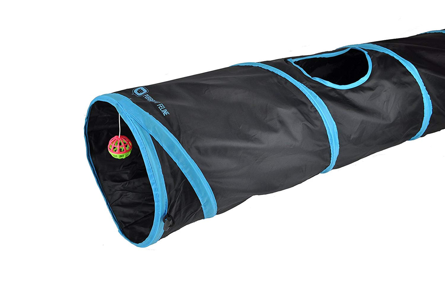 Collapsible 3-way Cat Tunnel with Toy - Multi-Size and Color Options