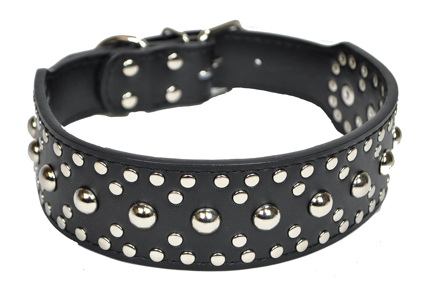 2" Wide Leather Spiked Dog Collar - Multi-Color and Size Options
