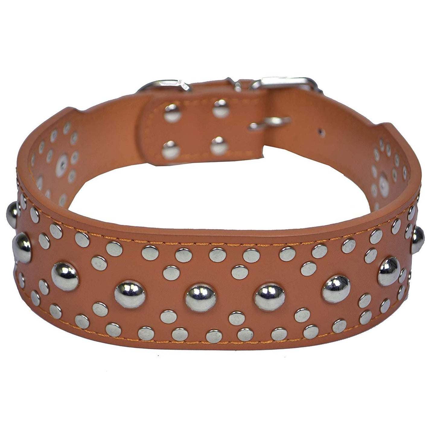 2" Wide Leather Spiked Dog Collar - Multi-Color and Size Options