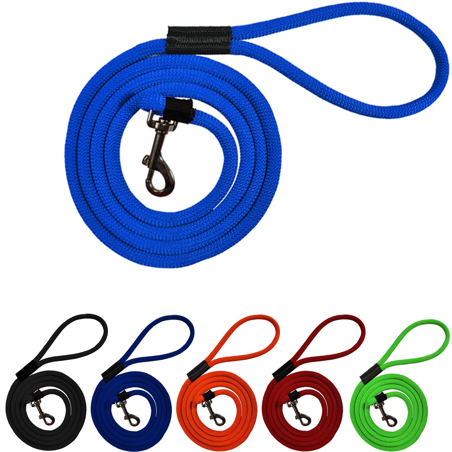 Durable 2' and 6' Long Dog Rope Leash - Multi-Color Options