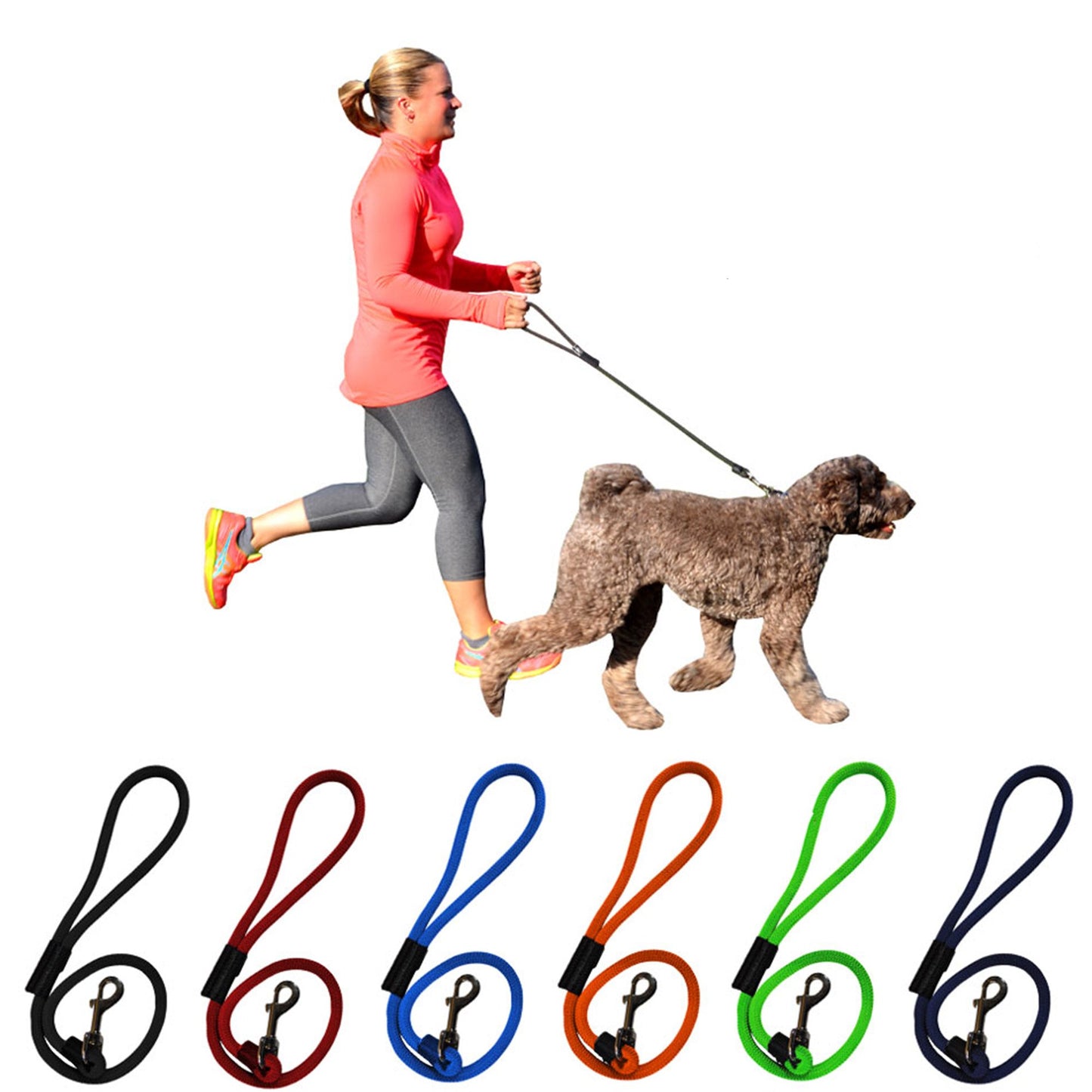 Durable 2' and 6' Long Dog Rope Leash - Multi-Color Options