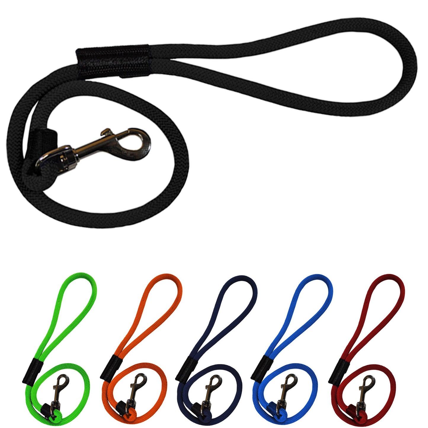 Durable 2' and 6' Long Dog Rope Leash - Multi-Color Options