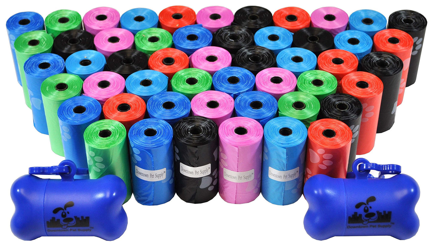 Dog Poop Bags with 2 Dispensers - Multi-Color and Pack Options