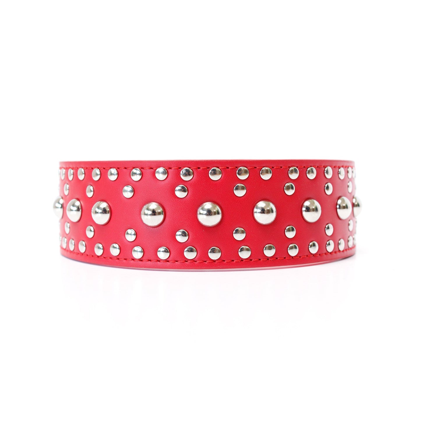 2" Wide Leather Spiked Dog Collar - Multi-Color and Size Options
