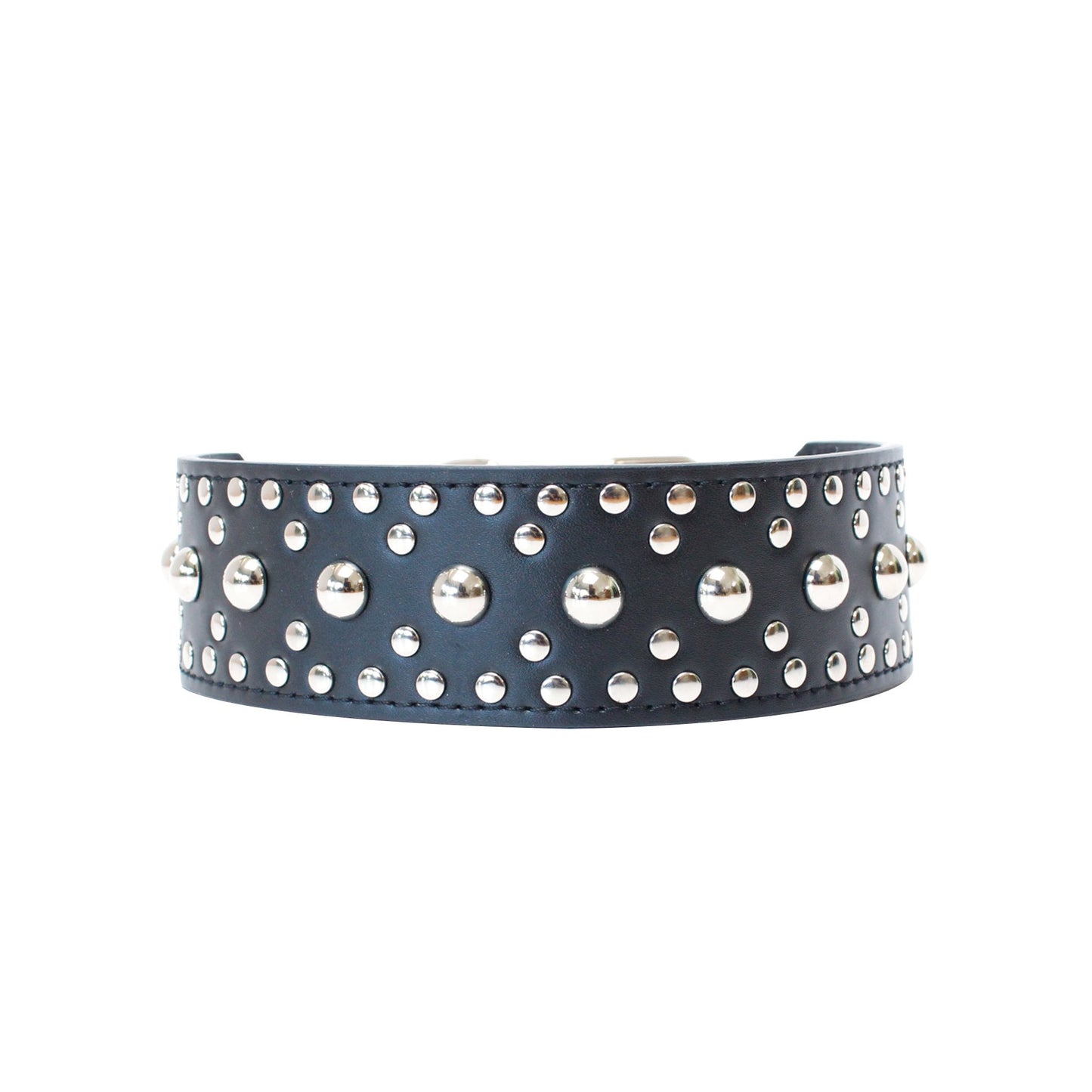 2" Wide Leather Spiked Dog Collar - Multi-Color and Size Options
