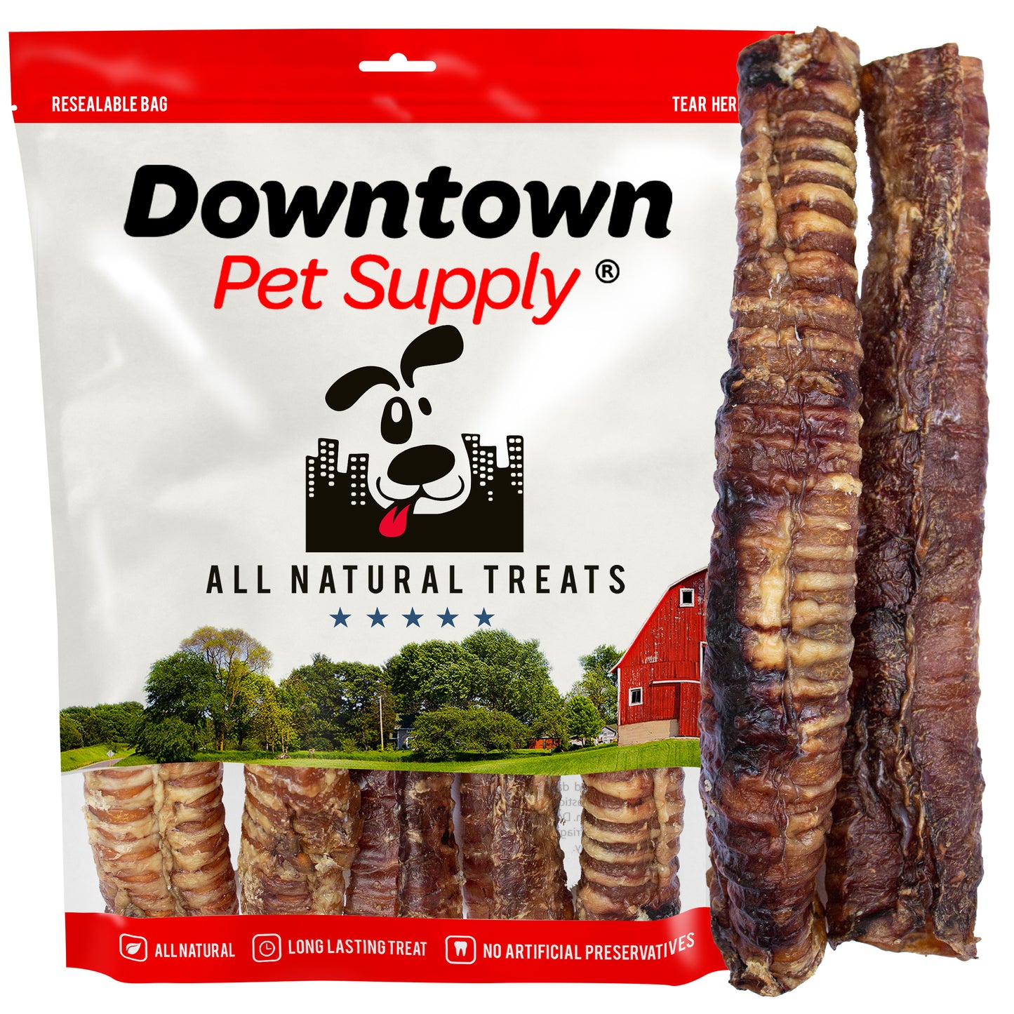 3-12" Beef Trachea for Dogs - Natural Chew Treats - Multi-Pack Options