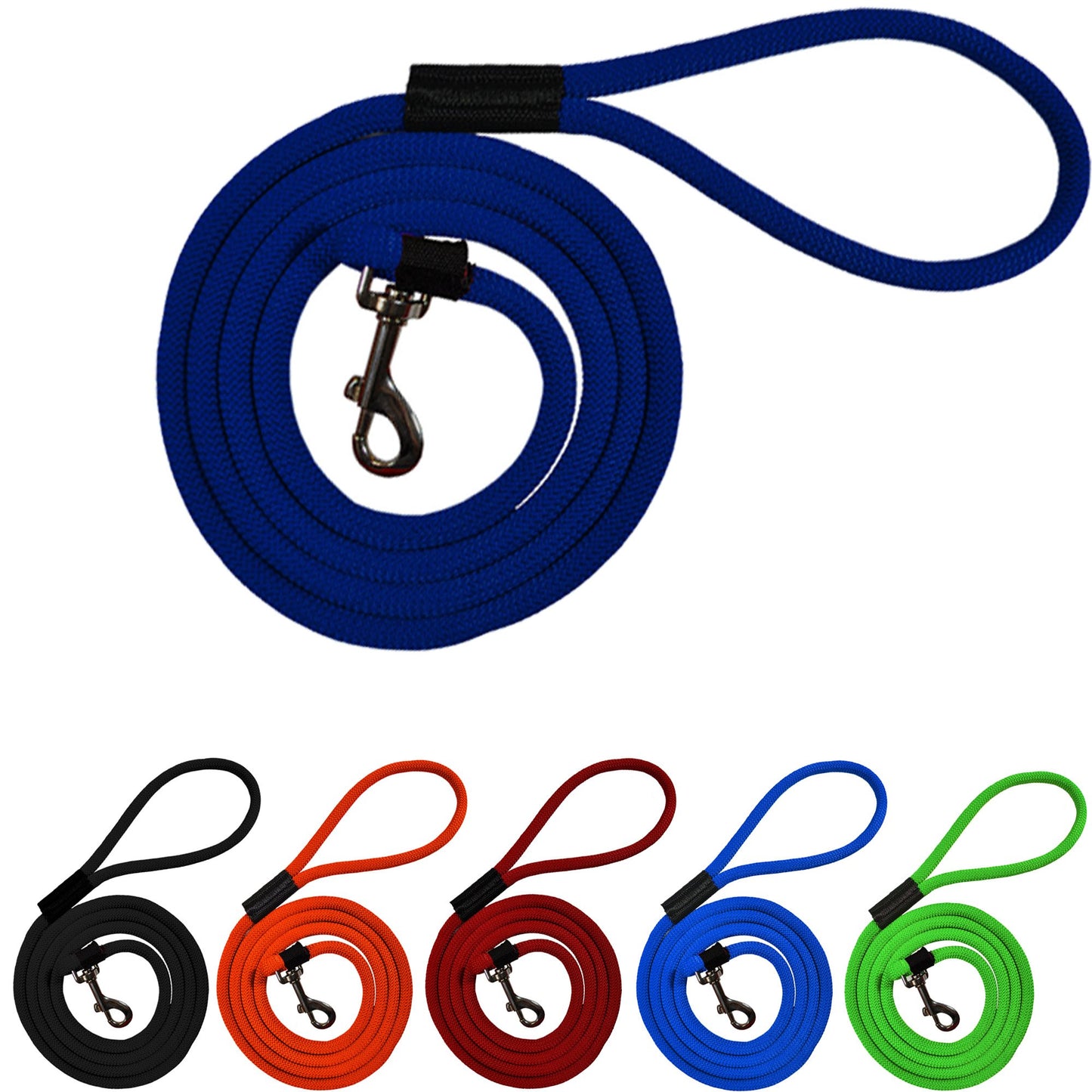 Durable 2' and 6' Long Dog Rope Leash - Multi-Color Options
