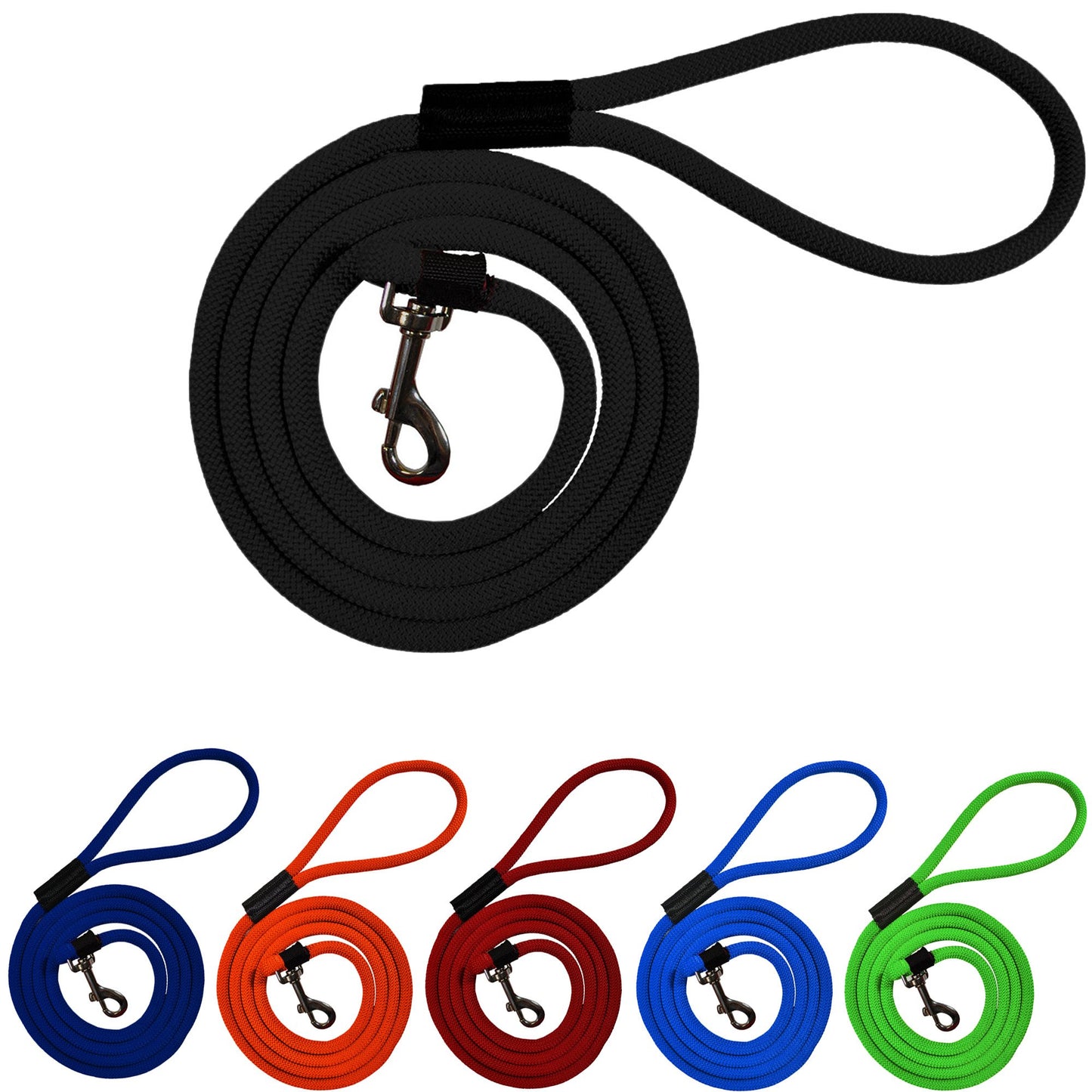 Durable 2' and 6' Long Dog Rope Leash - Multi-Color Options