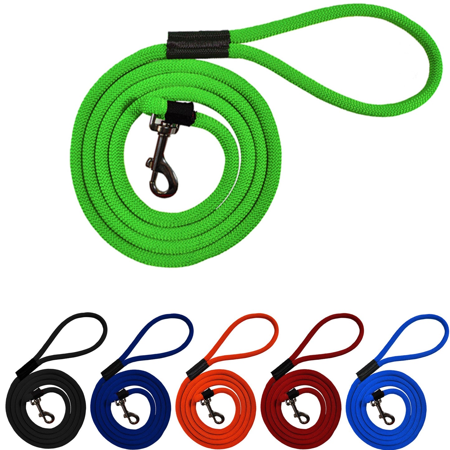 Durable 2' and 6' Long Dog Rope Leash - Multi-Color Options