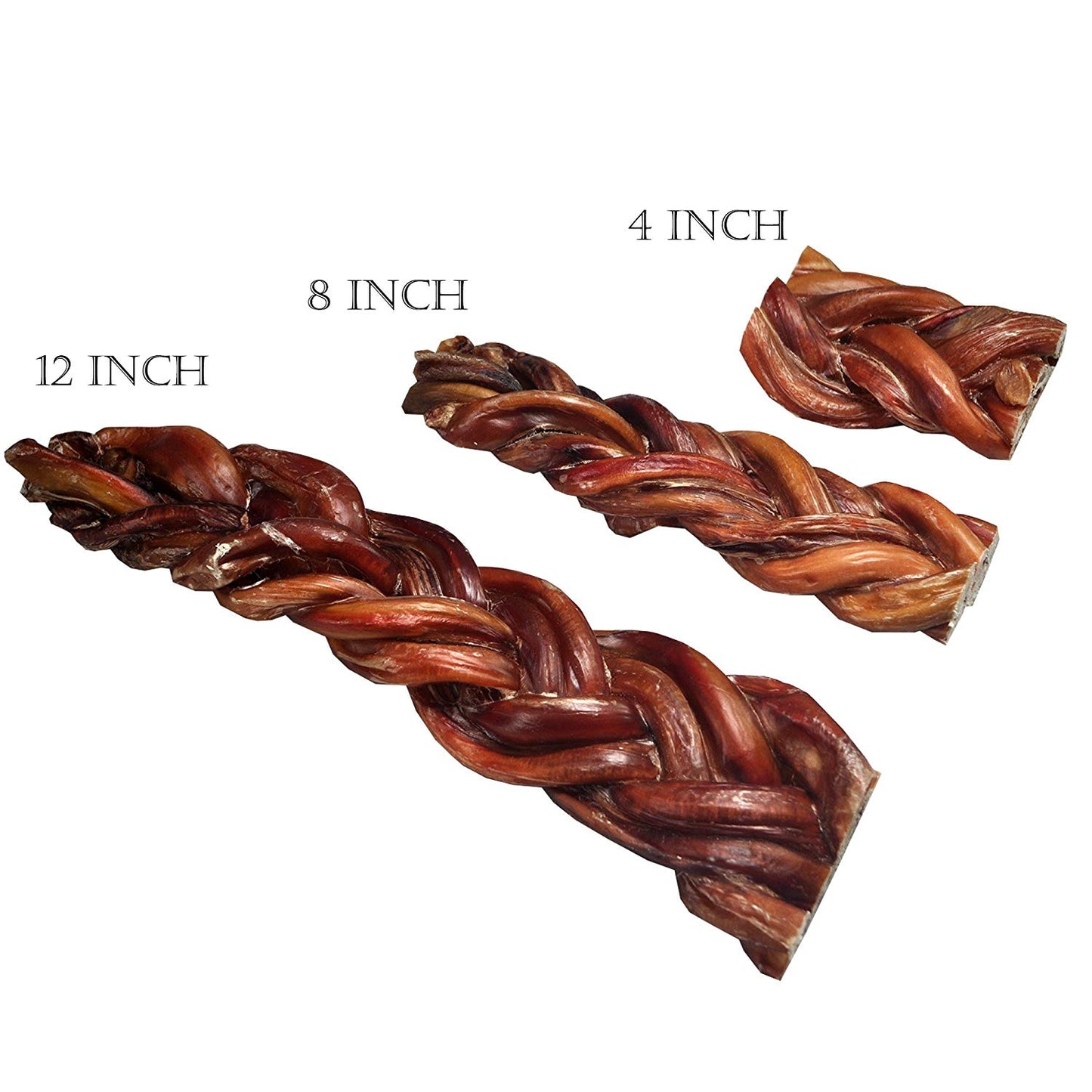 5" and 7" Braided Bully Sticks - Natural Dog Chew Treats - By Pack