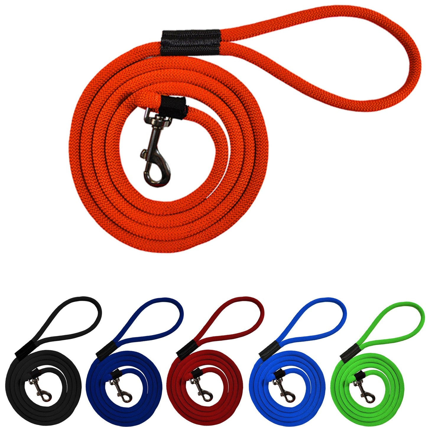 Durable 2' and 6' Long Dog Rope Leash - Multi-Color Options