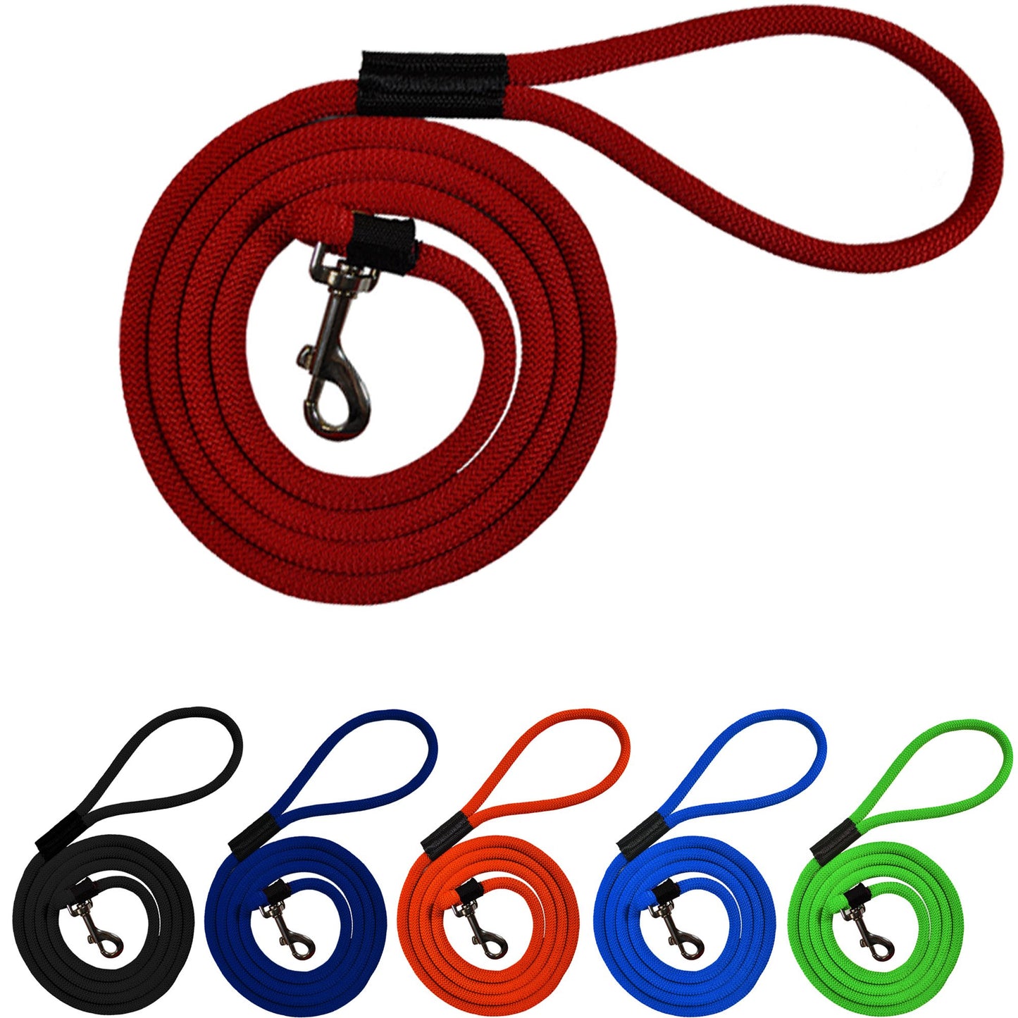 Durable 2' and 6' Long Dog Rope Leash - Multi-Color Options