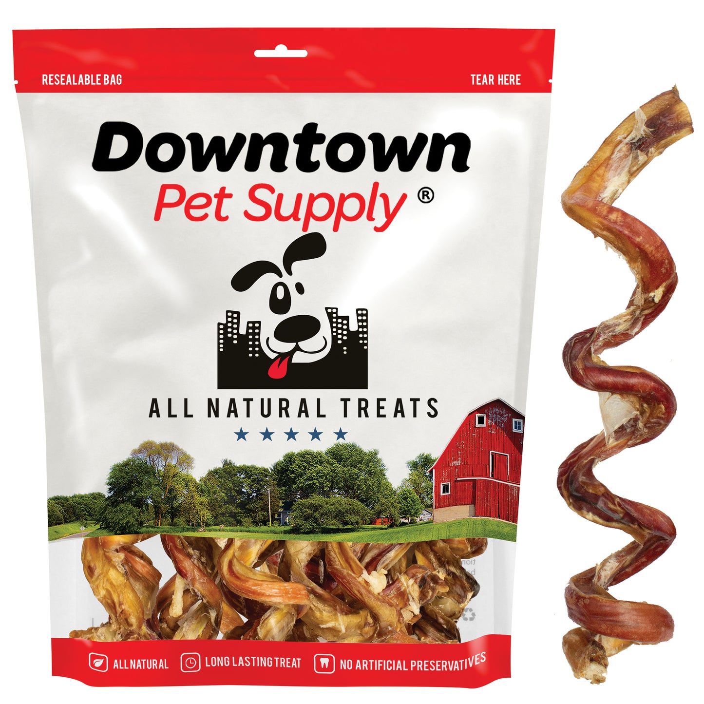 7-9" Curly Bully Sticks - 100% Natural Dog Chew Treats - By Size