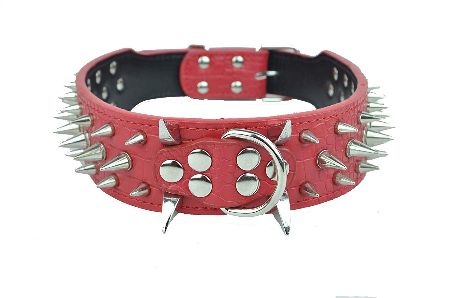 2" Wide Large Premium Leather Spiked Dog Collar