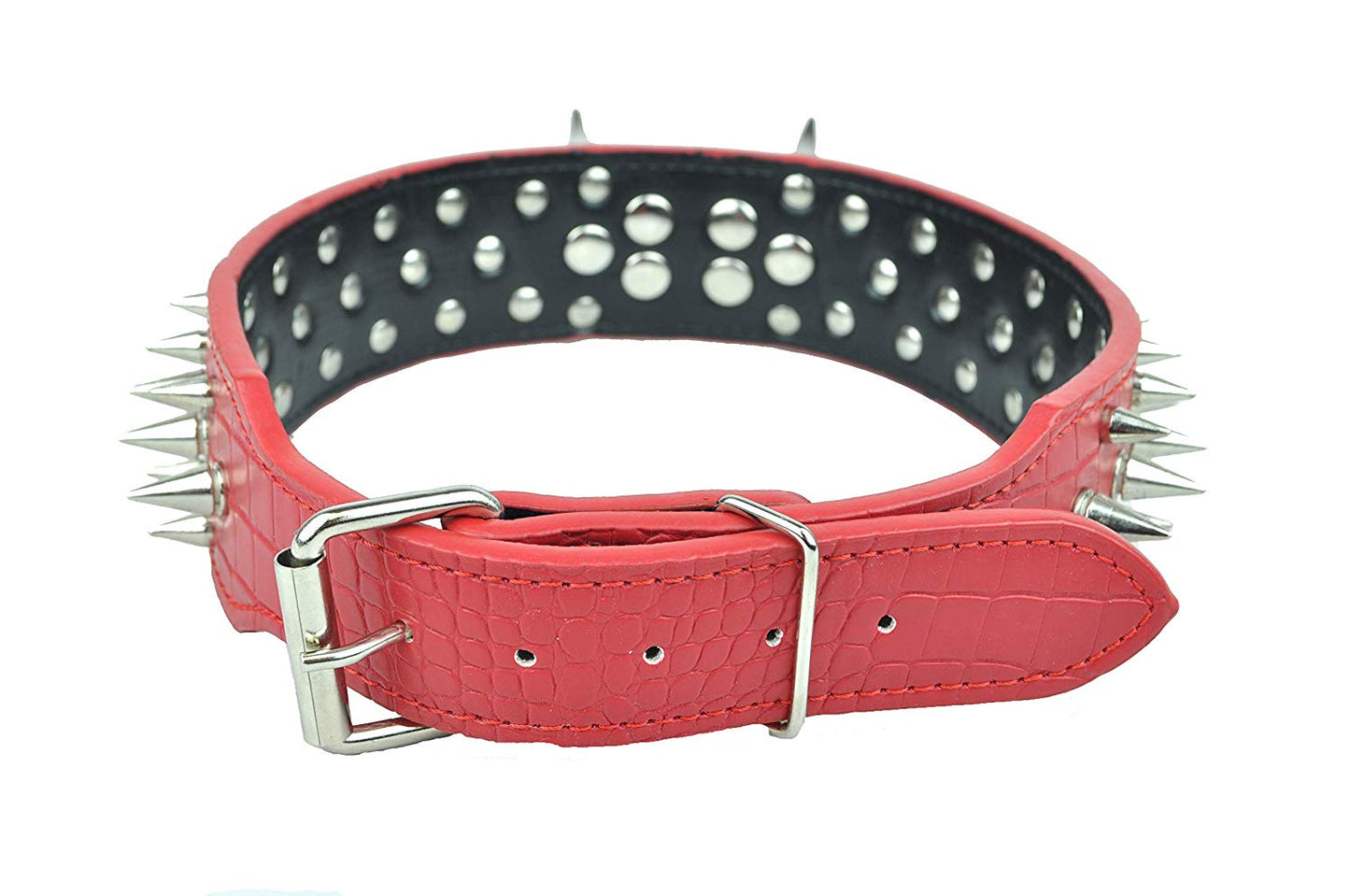 2" Wide Large Premium Leather Spiked Dog Collar