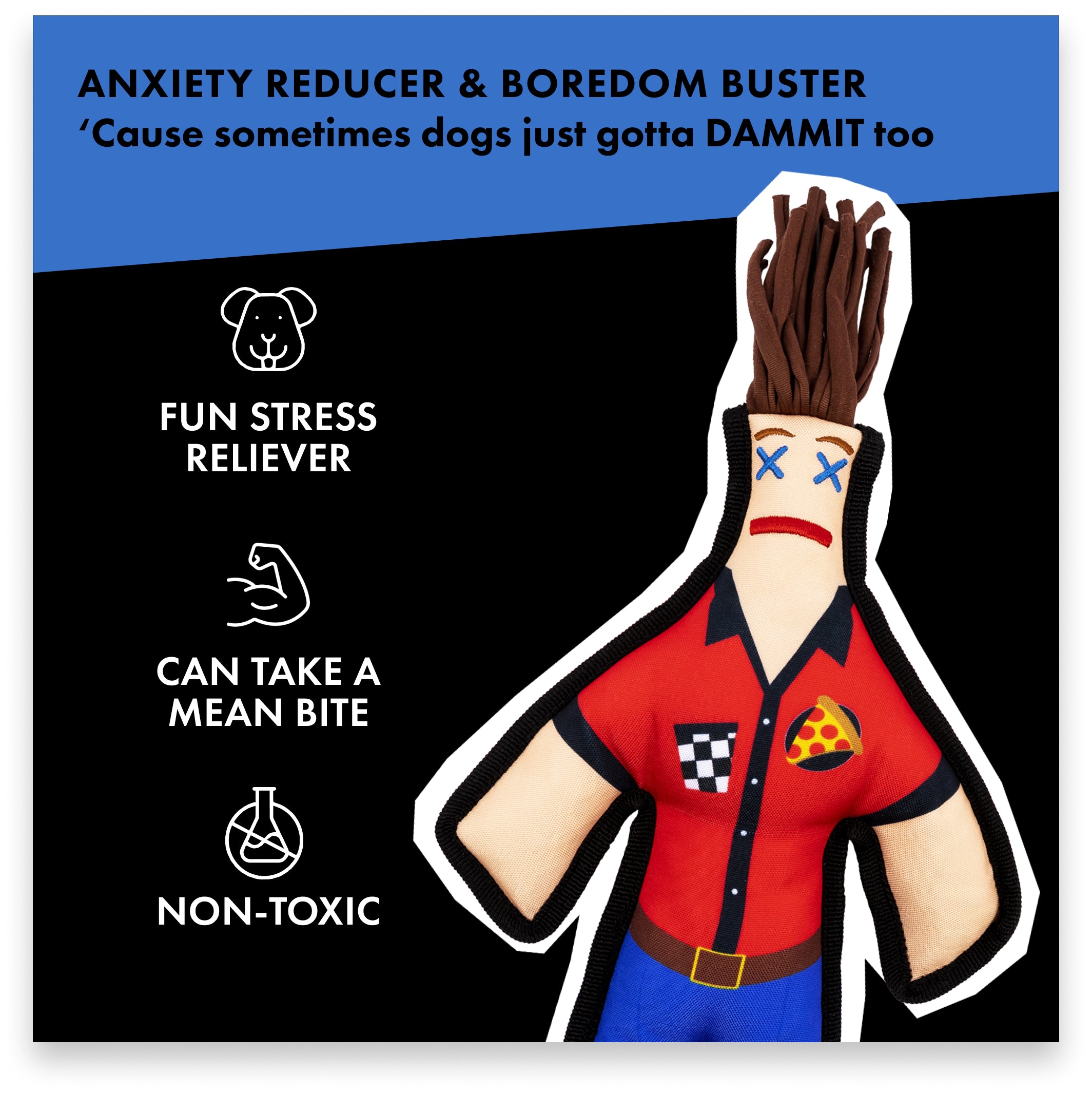 Dammit Dog® Pizza Guy Squeaky Chew Toy