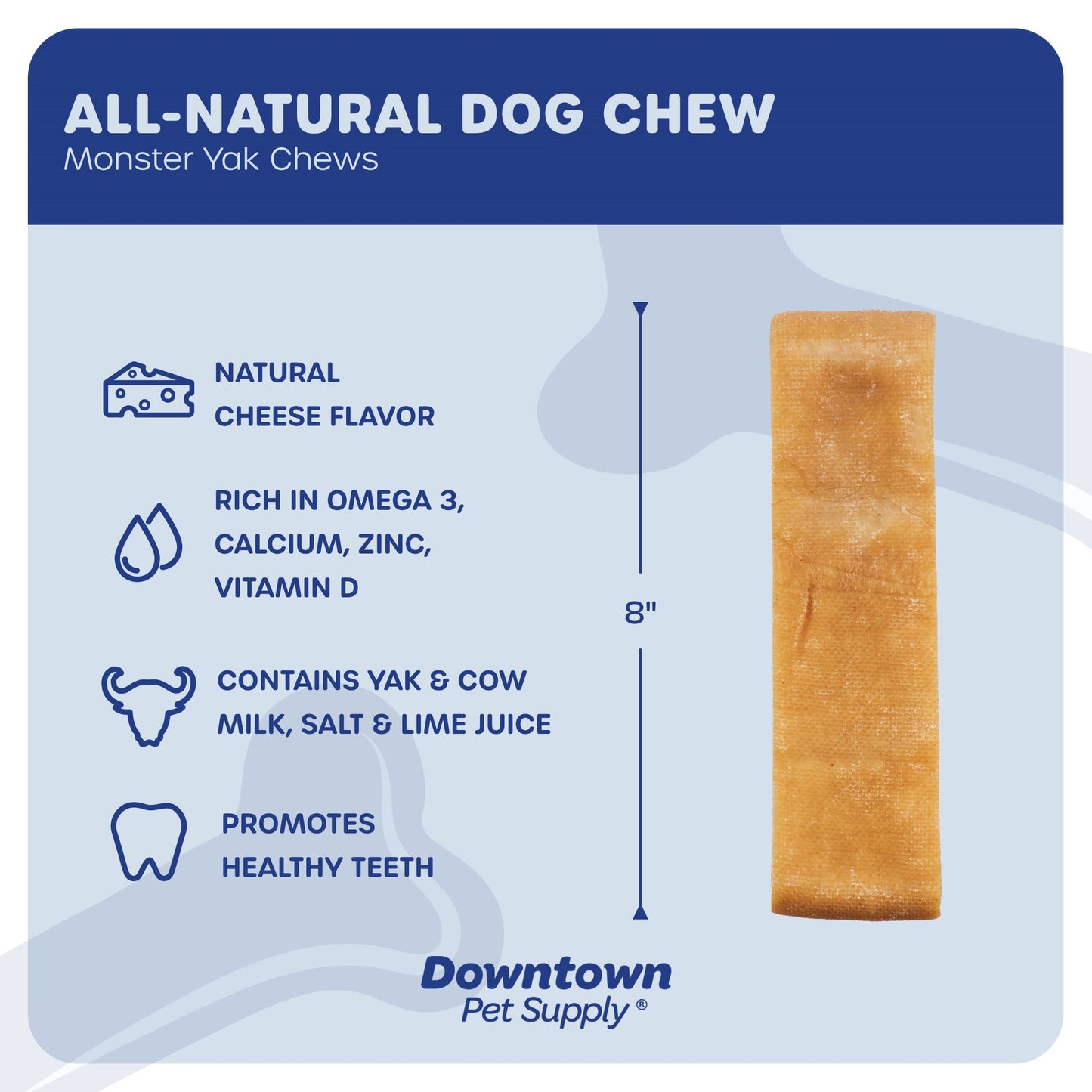 Himalayan Monster Yak Dog Chew Stick Toy, 100% Natural Long-Lasting XL Dog Yak & Cow Milk / Cheese Treat for Small, Medium, and Large Dogs
