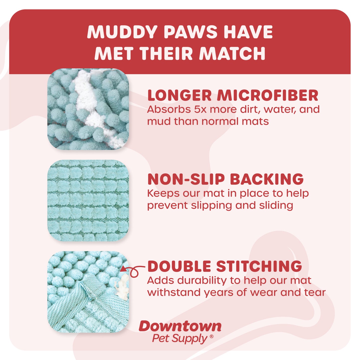 My Doggy Place - Ultra Absorbent Microfiber Dog Pet Door Mat, Durable, Quick Drying, Washable, Prevent Mud Dirt, Keep Your House Clean (Paw Print Design)
