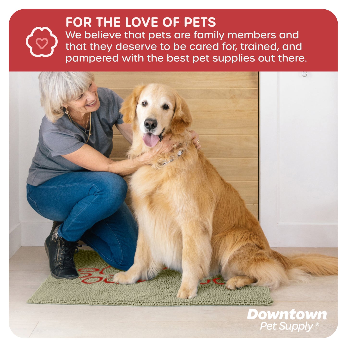 My Doggy Place - Ultra Absorbent Microfiber Dog Pet Door Mat, Durable, Quick Drying, Washable, Prevent Mud Dirt, Keep Your House Clean (Paw Print Design)