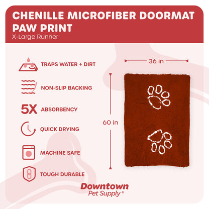 My Doggy Place - Ultra Absorbent Microfiber Dog Pet Door Mat, Durable, Quick Drying, Washable, Prevent Mud Dirt, Keep Your House Clean (Paw Print Design)