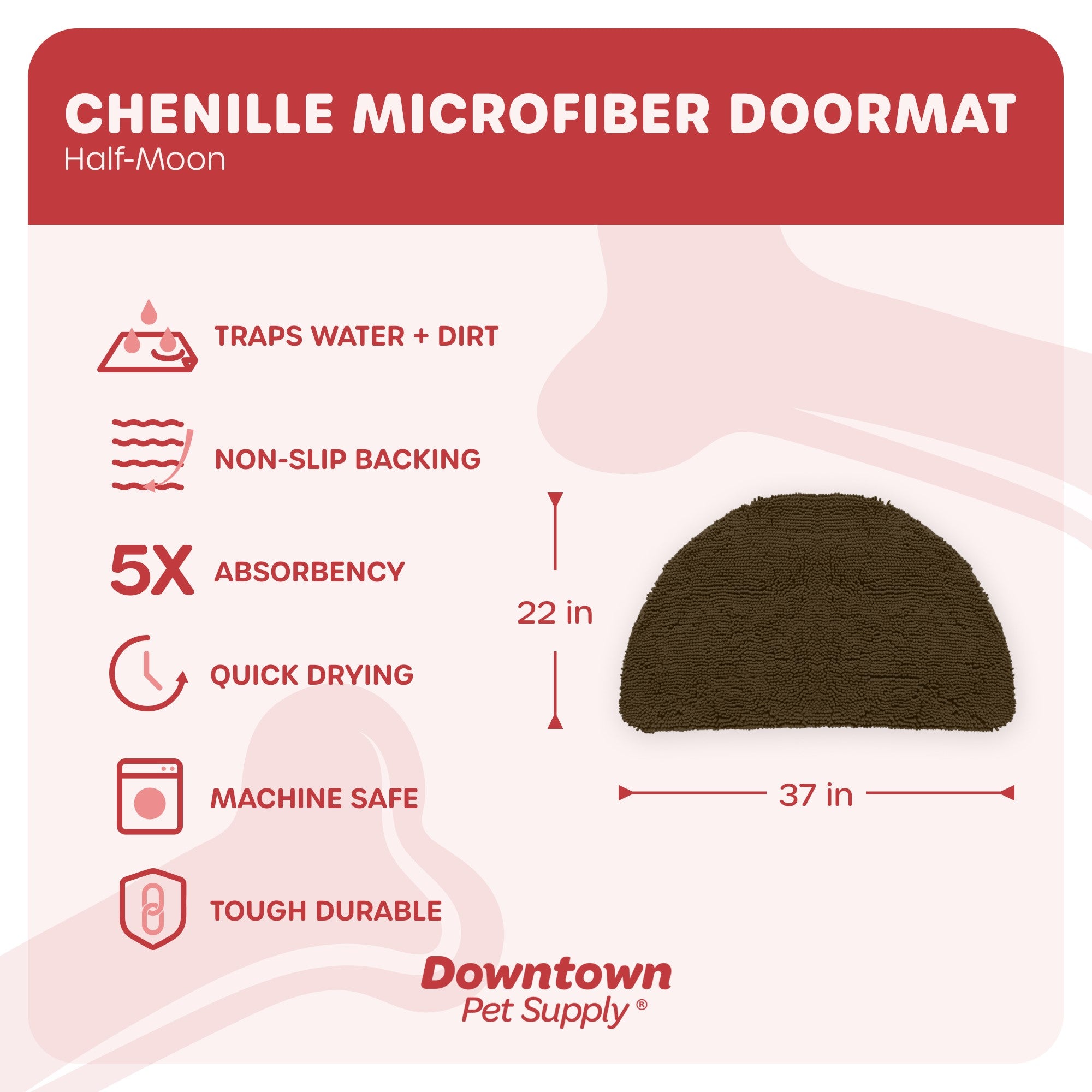 Absorbent Microfiber Dog Mat - Half Moon - Charcoal