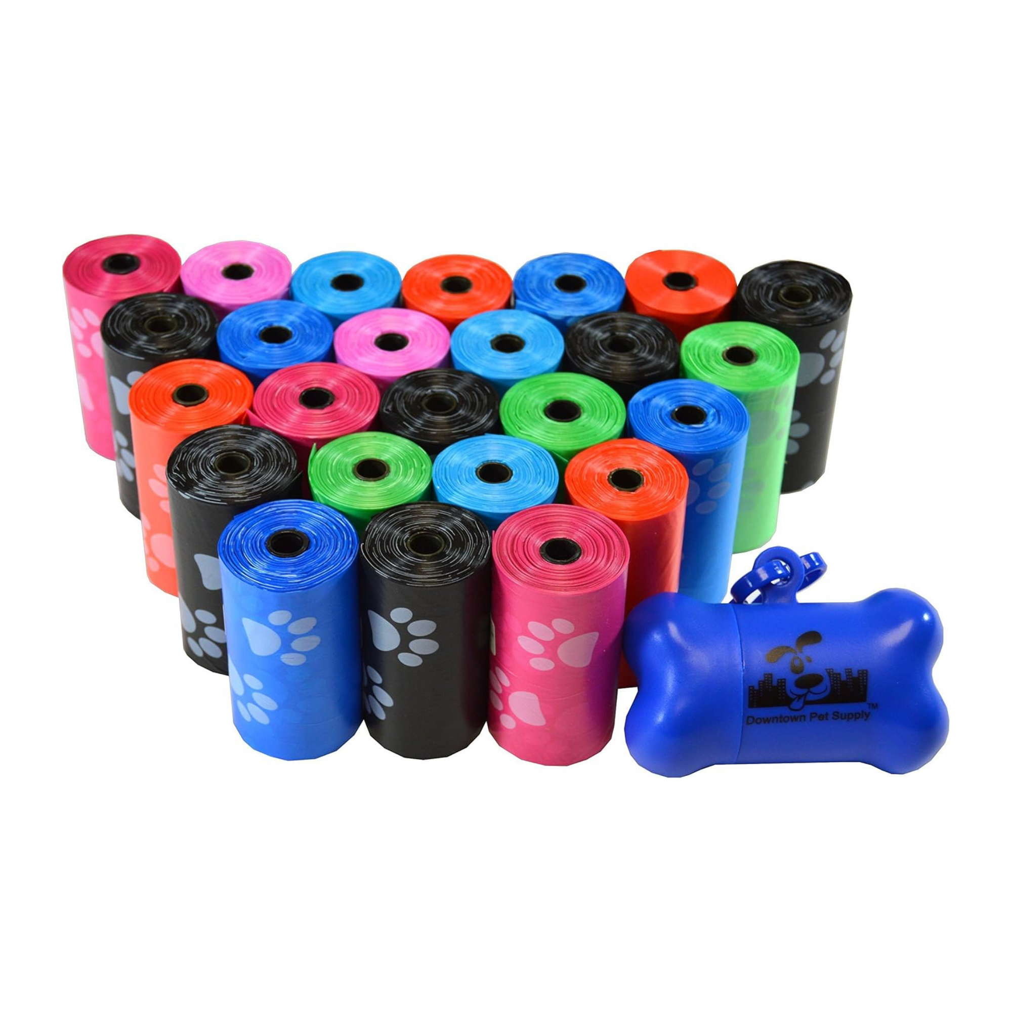 Dog Poop Bags with Dispenser - Rainbow Colors