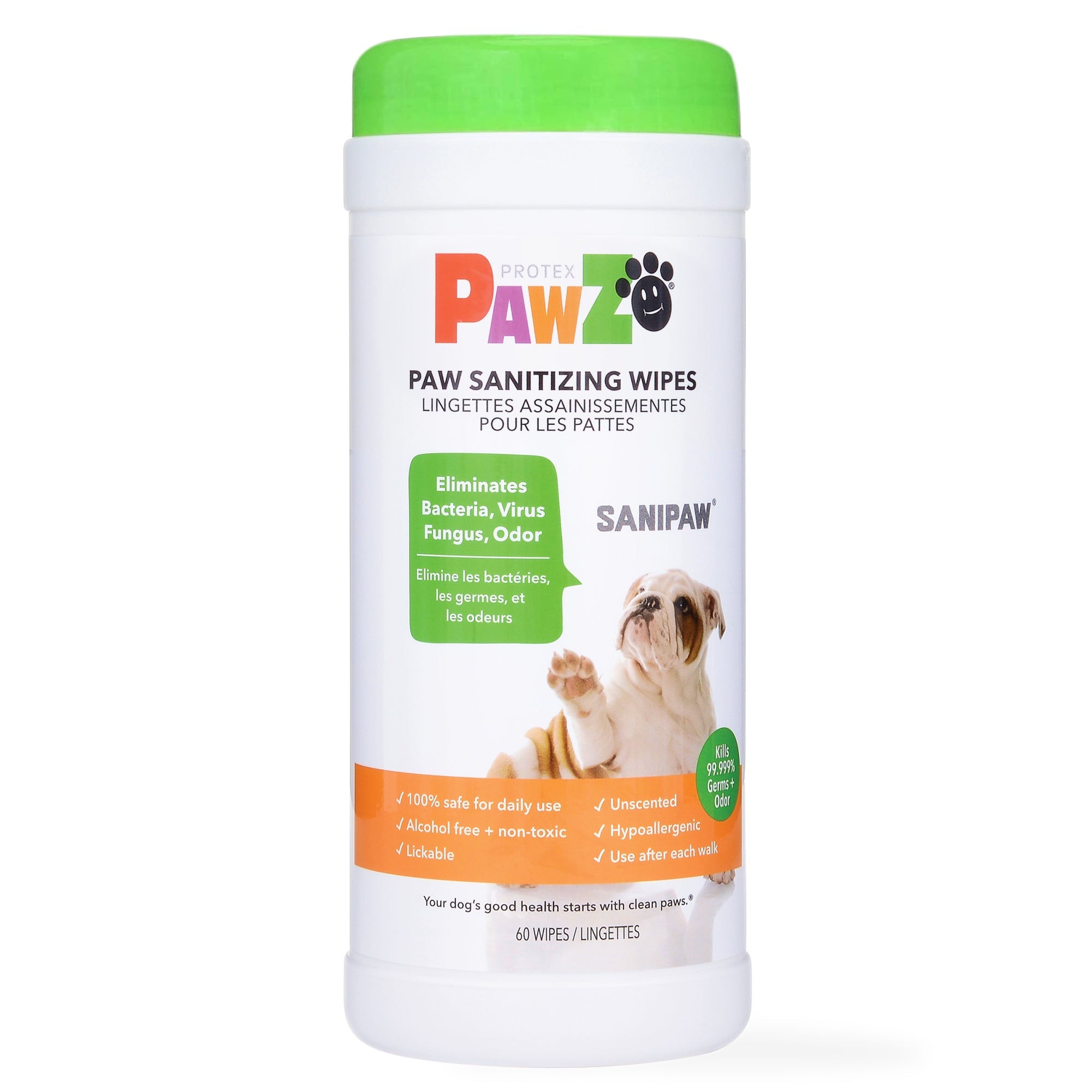 PawZ® SANIPAW® Unscented, Odor-Eliminating Paw Wipes for Dogs