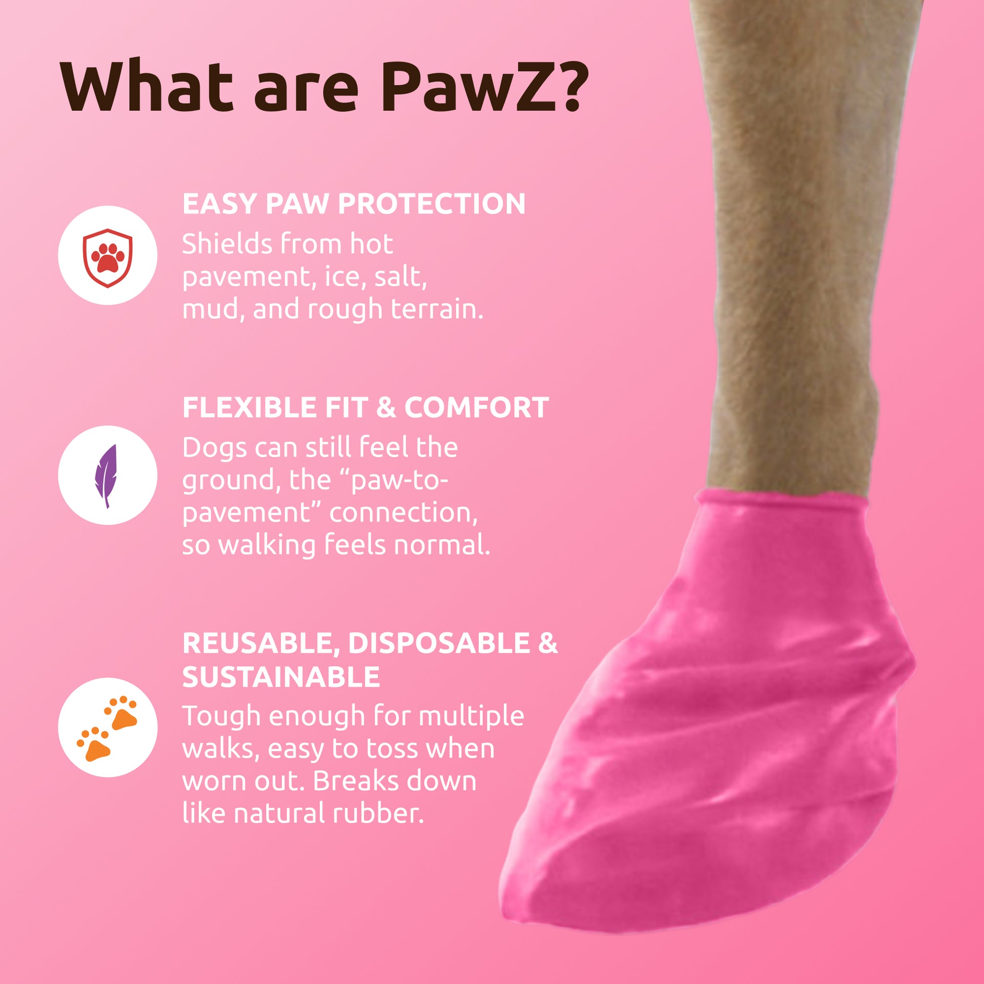 PawZ Rubber Dog Boots, 12 Boots, Pink
