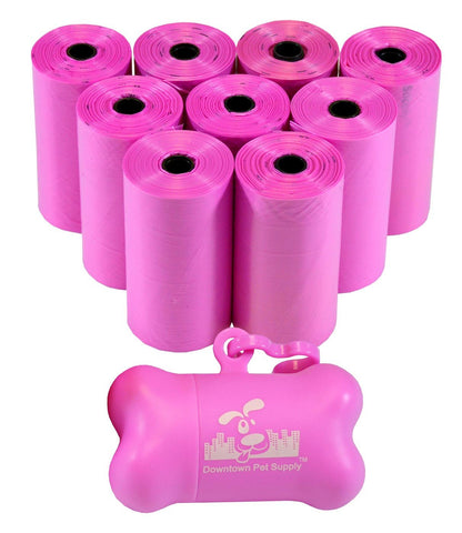 Pink - Pet Waste Poop Bags + FREE Dispenser