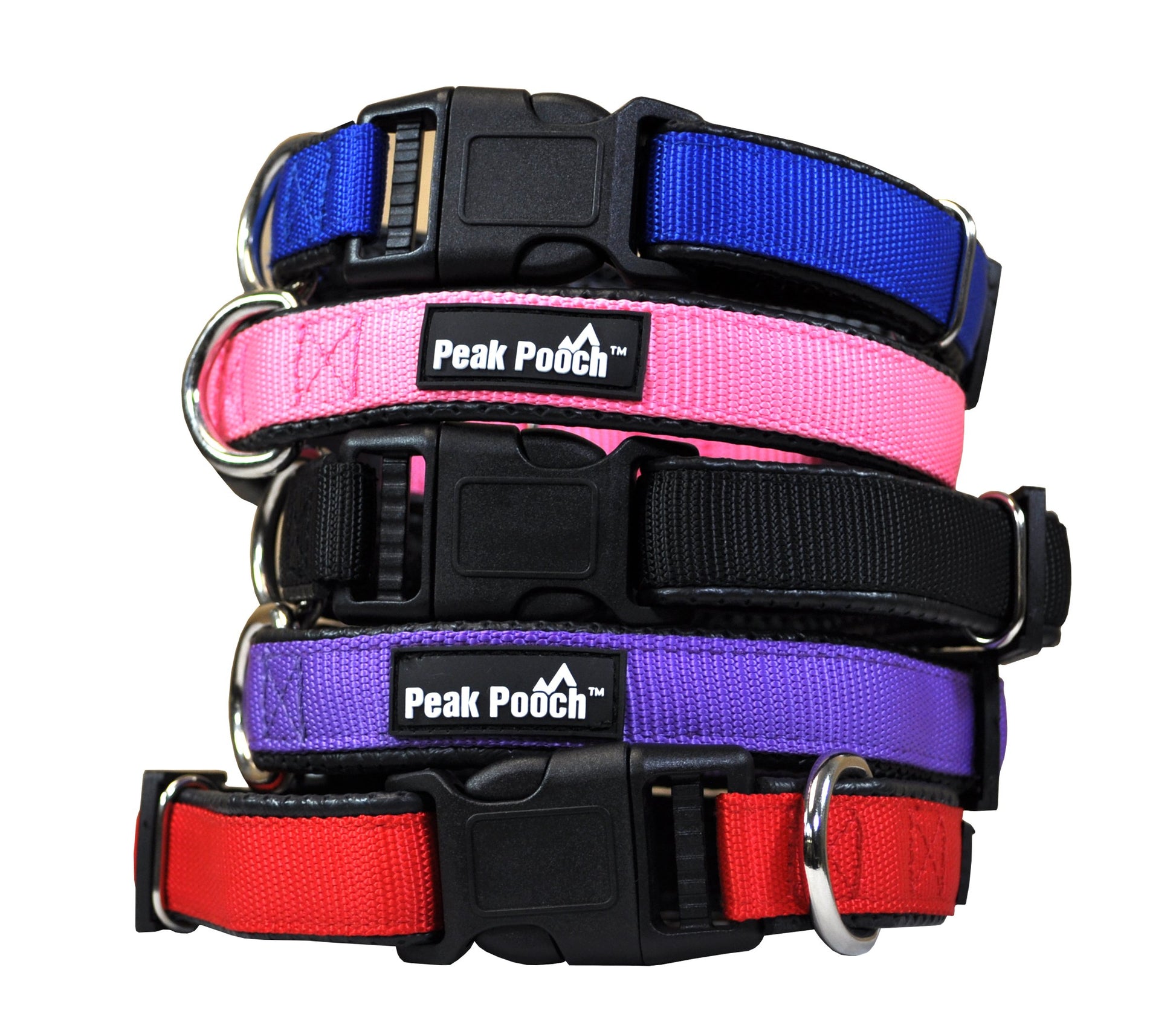 Peak Pooch Adjustable Soft Padded Dog Collar Red Large