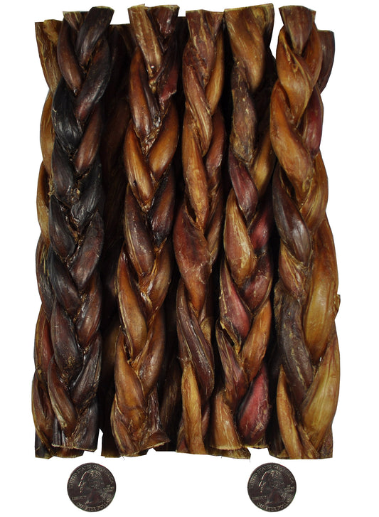 9 Inch Braided Thick Bully Sticks - 100% Natural Dog Chew Treat