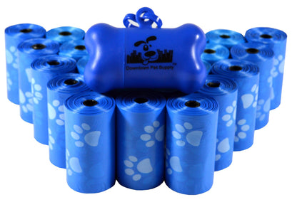 Blue with Paws - Pet Waste Poop Bags + FREE Dispenser