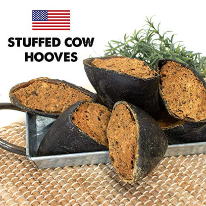 USA Stuffed Cow Hooves Dog Treat, Long Lasting Dental Hoof Chews, 100% Natural Free Range Beef (Stuffed)