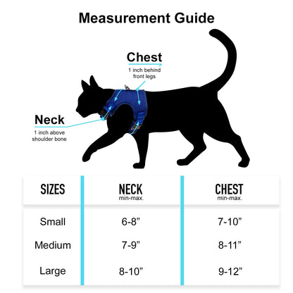 Adjustable Cat Harness and 4' Leash - Multi-Size and Color Options