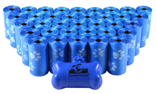 Dog Poop Bags with Dispenser - Blue Paws Bags - Multi-Pack Options