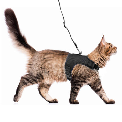 Adjustable Cat Harness and 4' Leash - Multi-Size and Color Options