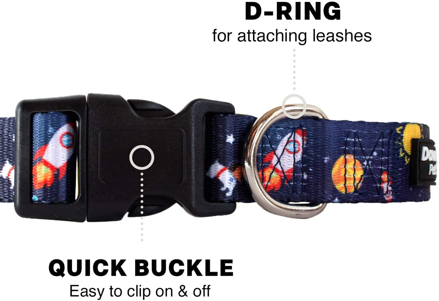 Dog Collar with Premium Nickel Plated D-ring - Multi-Size and Style