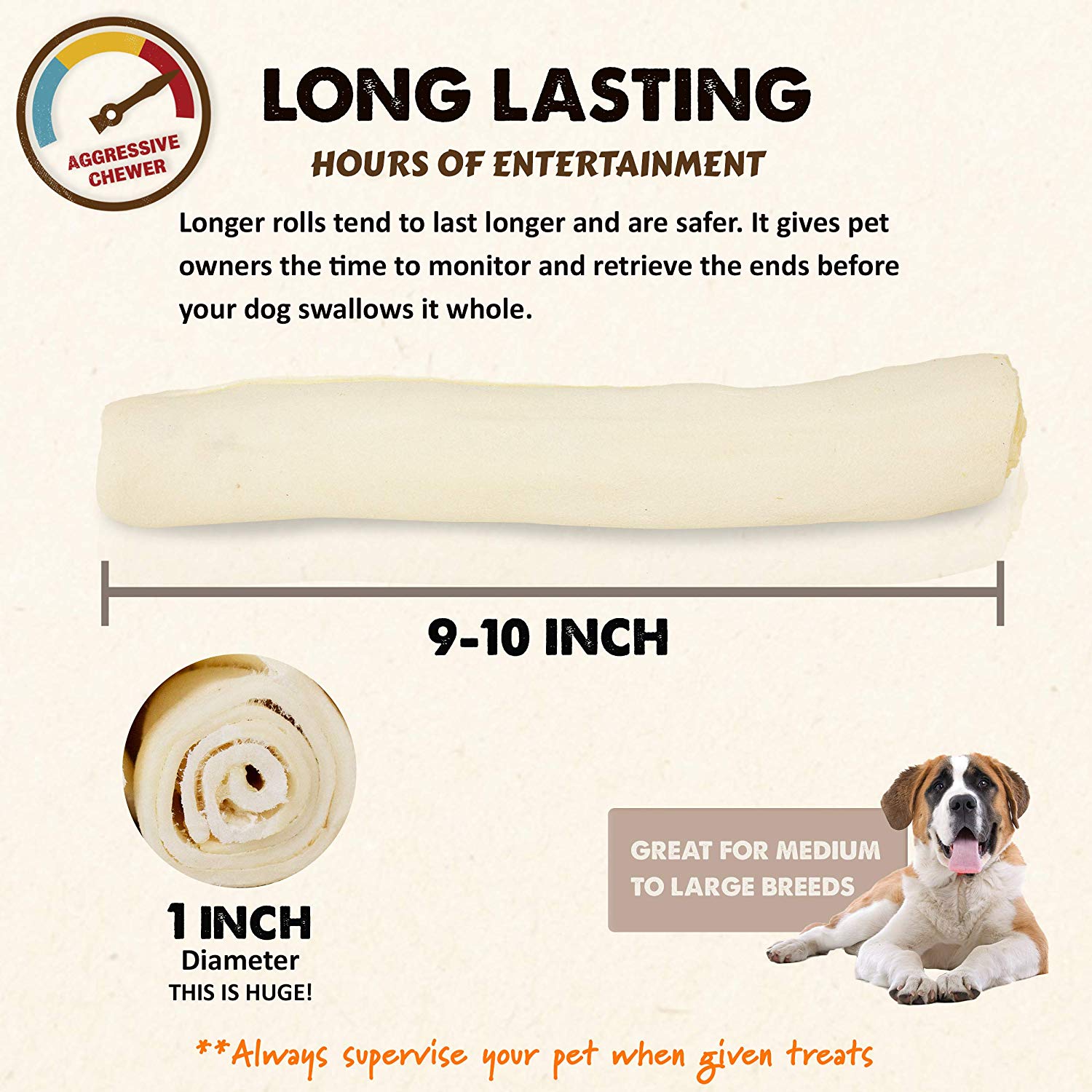 Large rawhide shop dog chews