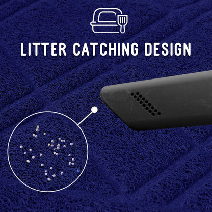 Non-Slip Padded Mesh Kitty Litter Mat Trapping Tray for Cats and Kittens in Grey with Small, Medium, Large Sizes