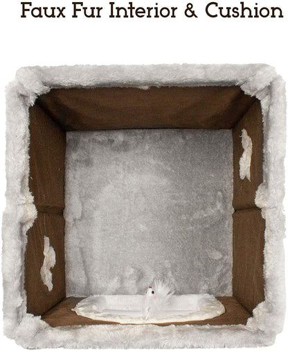 Collapsible Plush Cat House - Easy Assembly - Multi-Color Options