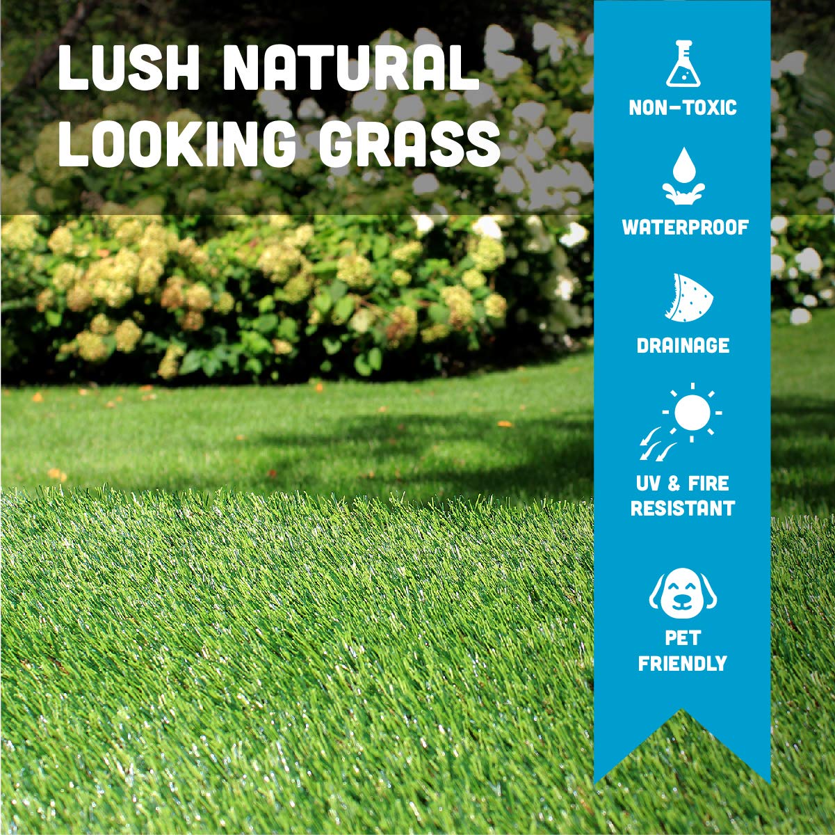 Synthetic Grass Turf - Artificial Lawn - Multi-Size Options