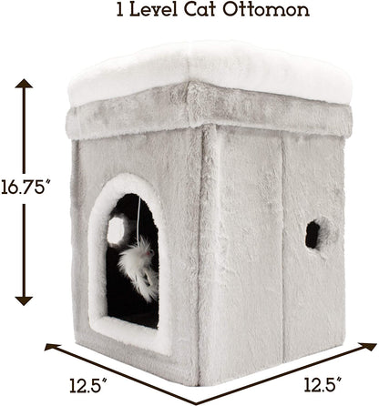 Collapsible Plush Cat House - Easy Assembly - Multi-Color Options