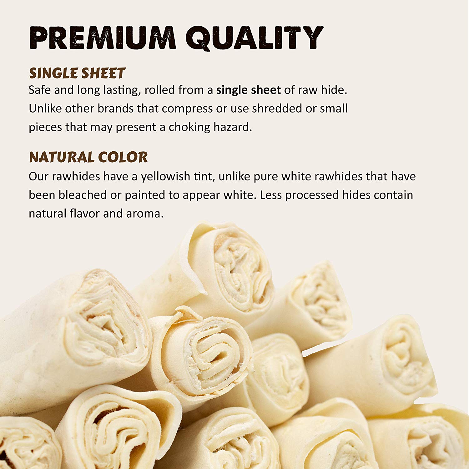 Bulk rawhide outlet rolls