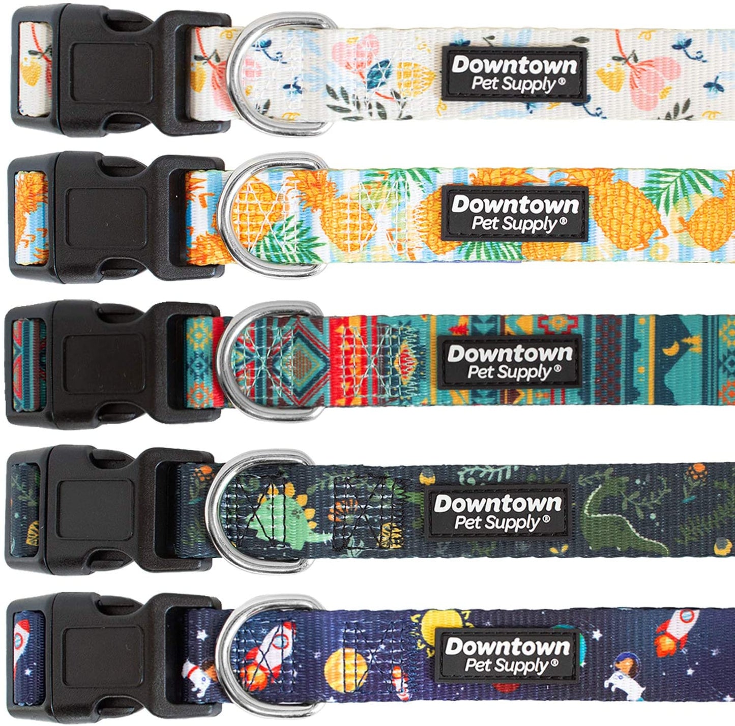 Dog Collar with Premium Nickel Plated D-ring - Multi-Size and Style