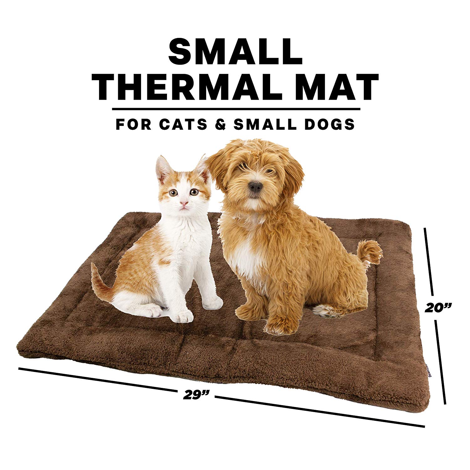 Self-heating Thermal Crate Mats with Handle, Warming Kennel Pads for Dogs, Cats, and Pets (Brown, Small)