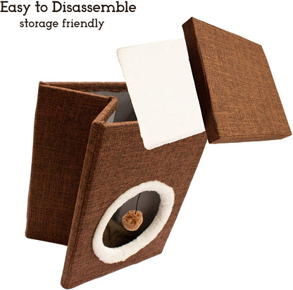 Collapsible Plush Cat House - Easy Assembly - Multi-Color Options