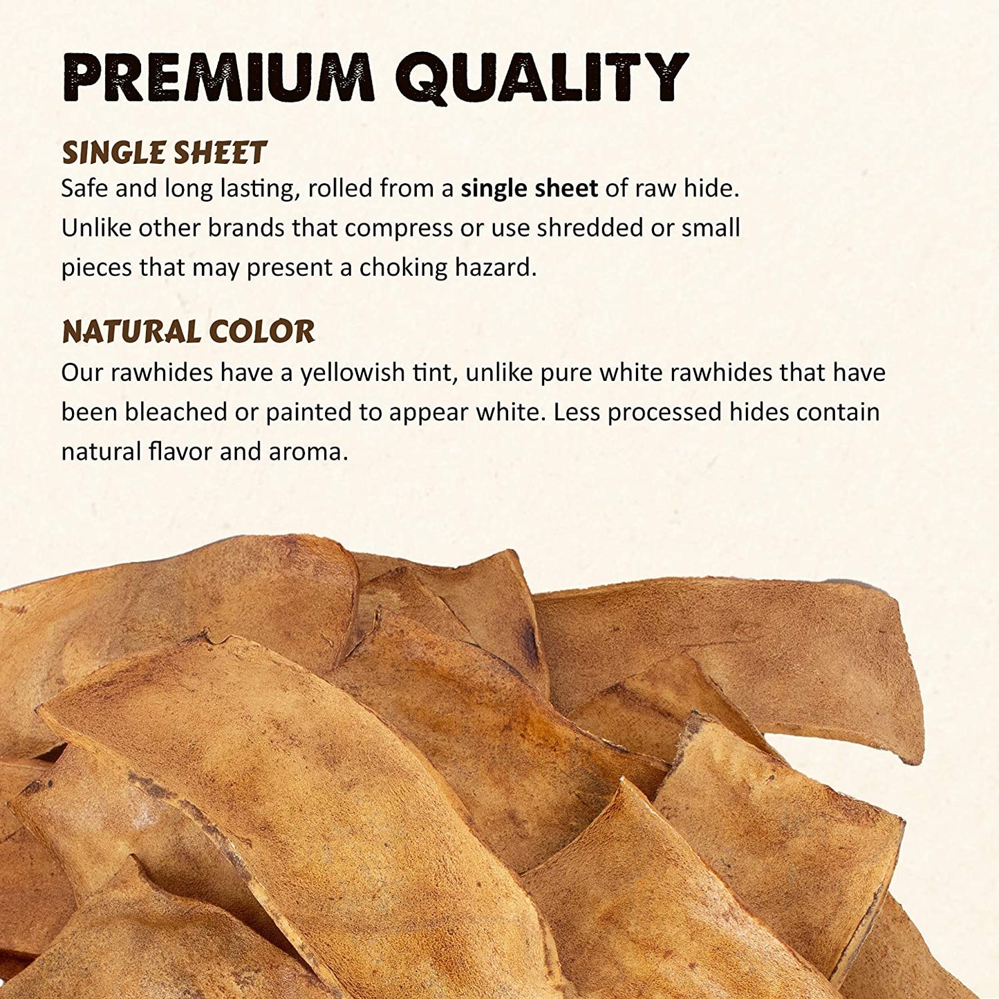 Beef Rawhide Chips - 100% Natural Dog Chew Treat - By Weight